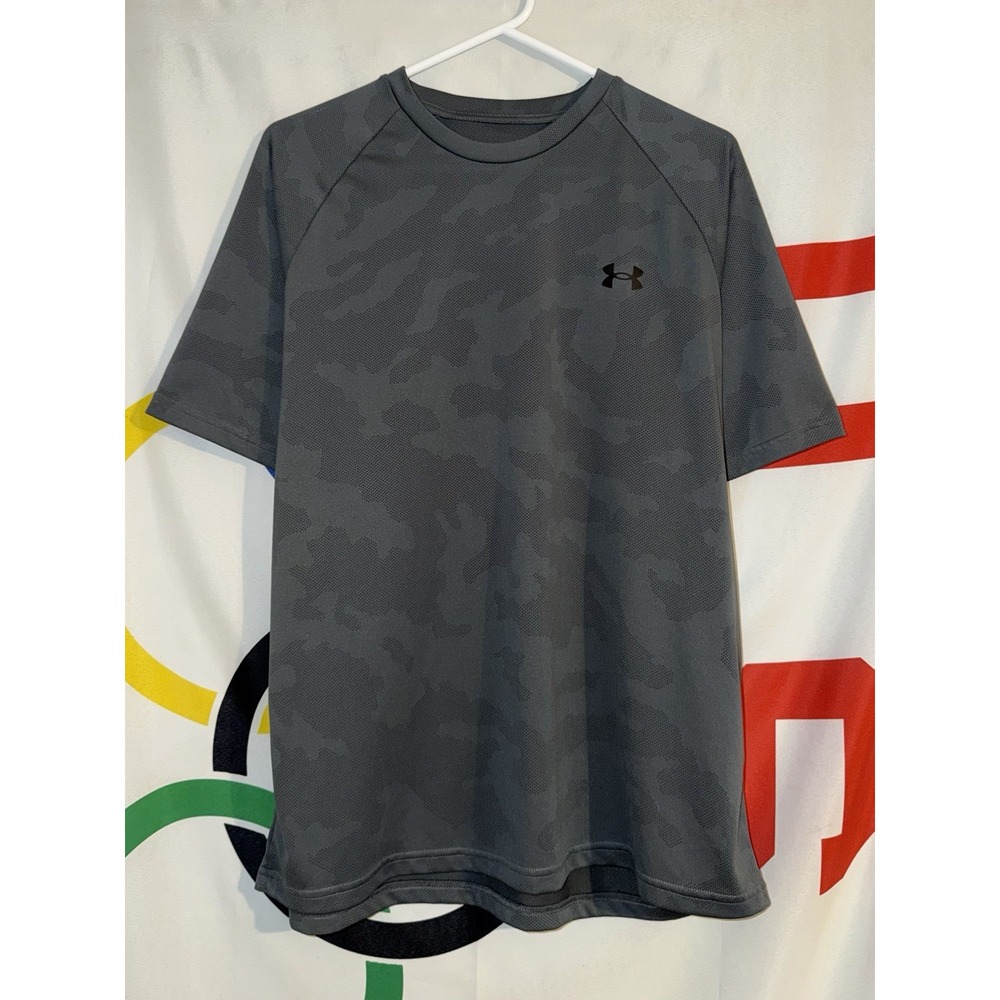Under Armour T Shirt Mens Large Gray Camo Gym